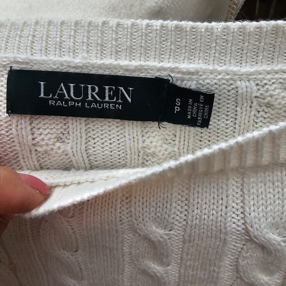 Lauren ralph lauren Puff Sleeve Ribbed Cable Cotton Sweater Pullover SP - Picture 9 of 13